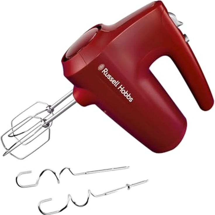 Russell Hobbs Handrührgerät Desire Red, 350W mit 5 Geschwindigkeitsstufen, Pulsfunktion und spülmaschinengeeigneten Aufsätzen – Bild 1