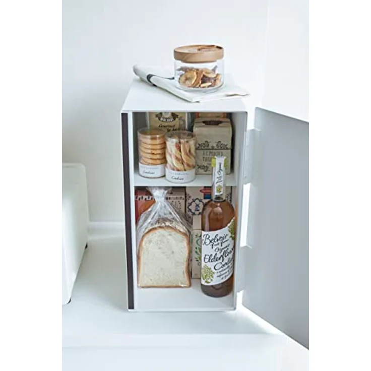 YAMAZAKI TOSCA 5682 Brotkasten hoch, Stahl/Holz, Weiß, 22 x 36 x 41 cm, Slim, Space Saving, Bread Case – Bild 4
