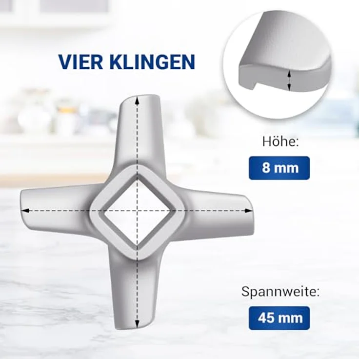 Messereinsatz Messer für Bosch Küchenmaschine Fleischwolf Ersatz für 00620949 620949 Ersatzmesser aus Edelstahl für MUM5 MUM4 MFW15 MF155 MK44 MUZ4FW MUZ5 Passend für Siemens 00020468 00028887 – Bild 3