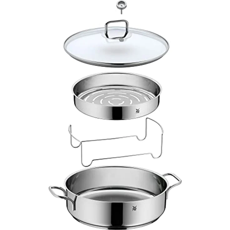 WMF Dampfgarer, Bräter mit Glasdeckel und Thermometer, 5l, Induktion, Cromargan Edelstahl, backofenfest bis 250°C – Bild 3