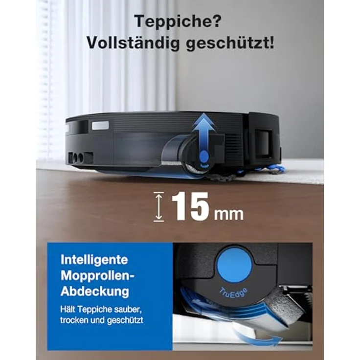 ECOVACS X12 OMNICYCLONE Saugroboter mit Wischfunktion, 22.000 Pa, FocusJet-System, OZMO ROLLER 3.0, PureCyclone 2.0, Silberschwarz – Bild 3