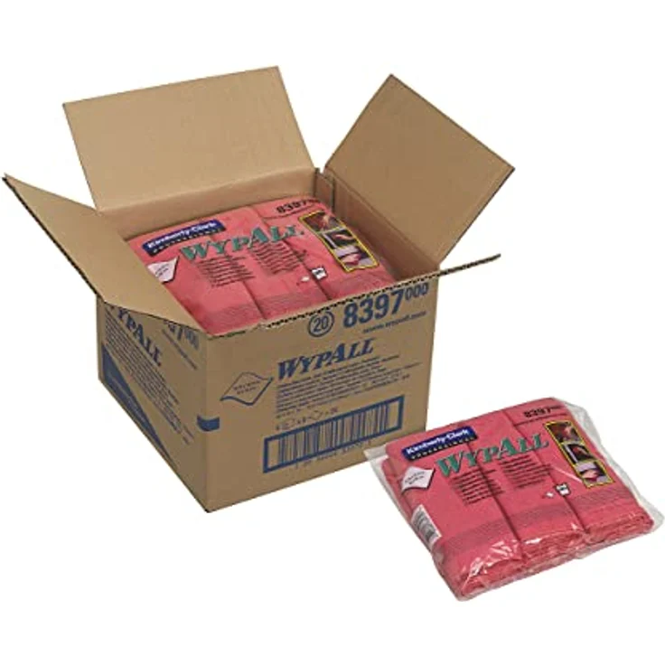 Wypall Kleenex Mikrofaser-Allzwecktücher, flaches Tuch, rot, 4 Päckchen x 6 Tücher, 1er Pack (1 x 4 Stück) – Bild 2