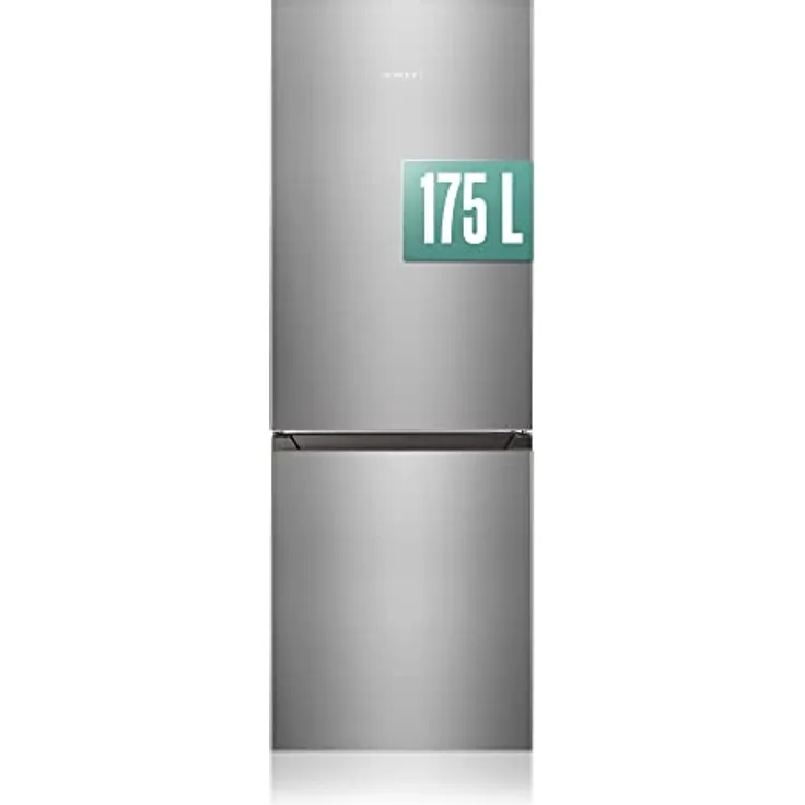 Heinrich´s HEINRICHS Kühlgefrierkombination 175Liter, Kühlvolumen 122L, Gefrierfach 53L,LED Beleuchtung,Kühlschrank Türanschlag wechselbar, leise 39dB,große Tiefkühlboxen, 7 Temperaturstufen, (inox)