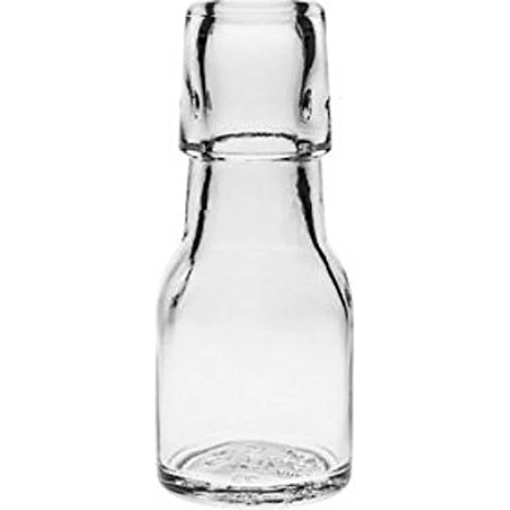 Viva Haushaltswaren 12 x Mini Glasflasche 50 ml mit Bügelverschluss aus Porzellan zum Befüllen, als kleine Likörflasche & Ölflasche verwendbar inkl. Trichter Ø 7 cm – Bild 4