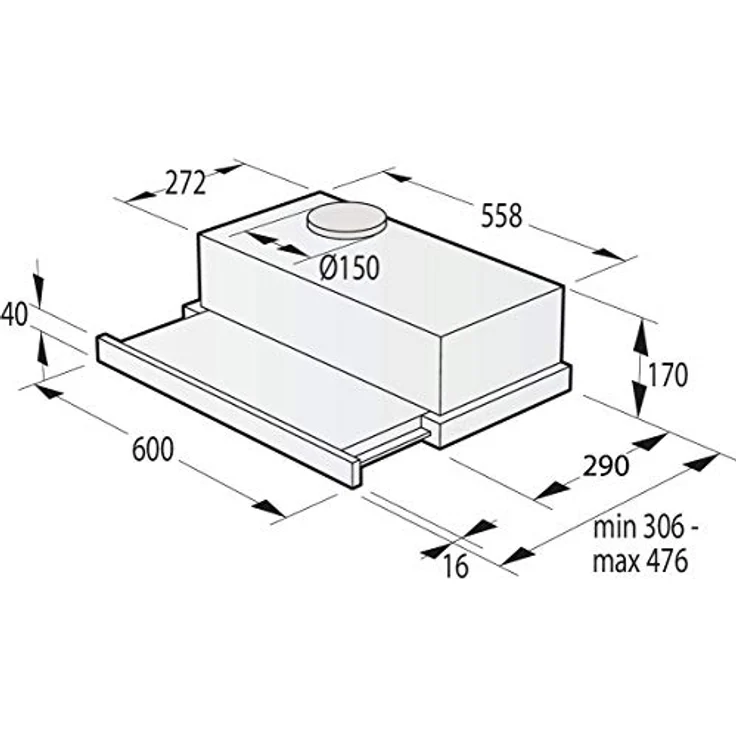 Gorenje Essential TH62E4X, Motorhaube, ausziehbar, Breite: 60 cm, Tiefe: 30.6 cm, Absaugung und Rückführung (mit zusätzlichem Rückführungsset), rostfreier Edelstahl – Bild 6