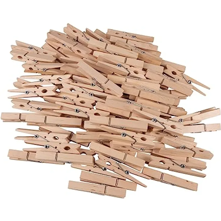 Rayher Wäscheklammern aus Holz, FSC zertifiziert, 72 mm, 100 Stück, Holzklammern, Deko-Klammern Holz, unbehandeltes Holz, 64587505