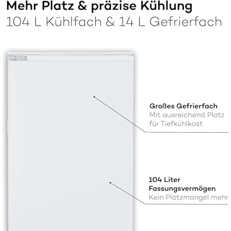 SCHOEPF Einbaukühlschrank KSE410A++ / 120 Liter/Einbau- Kühlschrank mit Gefrierfach - Leise & effizient, flexible Einbaumöglichkeiten, praktische Ausstattung – Bild 4