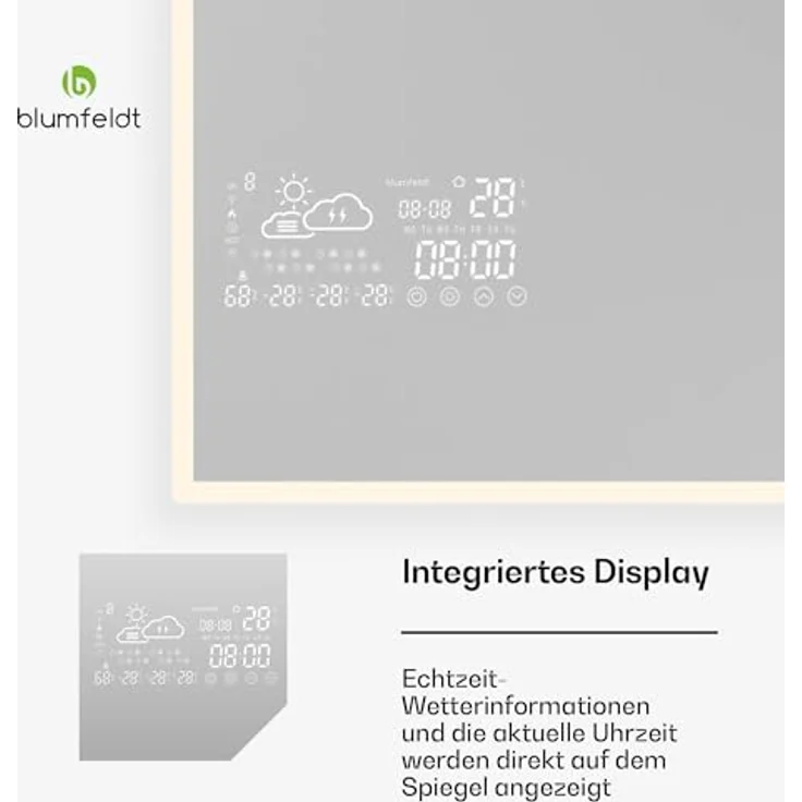 Blumfeldt Infrared Heater Smart Mirror, Infrarotheizung mit 500 W, App Steuerung, IP44, schwarz – Bild 3