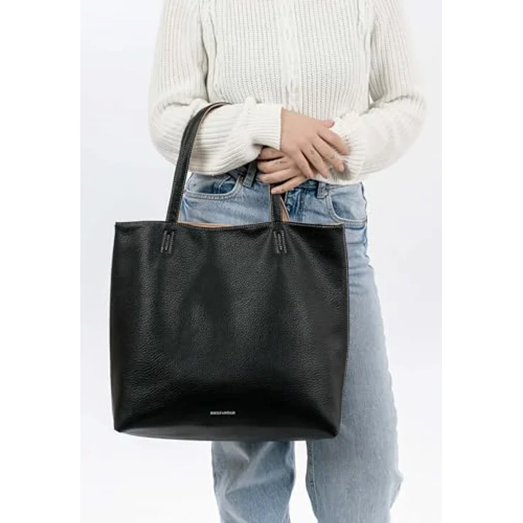 EMILY & NOAH Shopper E&N Eva, Damen Tasche aus Feinsynthetik mit Echtleder-Optik, abnehmbaren Umhängeriemen, zweifarbigen Design und Magnetverschluss – Bild 4
