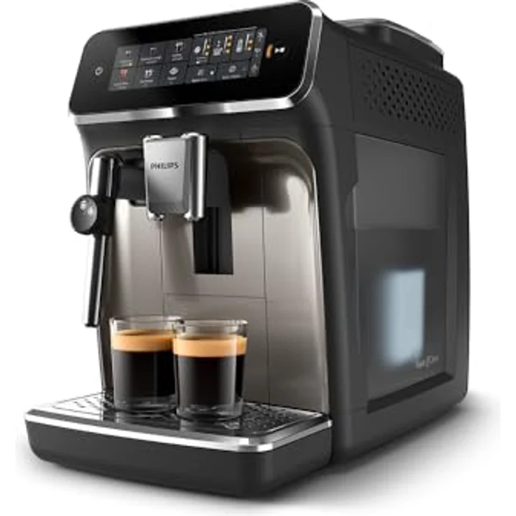 PHILIPS 3300 Series Kaffeevollautomat - 5 Getränke, Intuitives Touch-Display, Klassischer Milchaufschäumer, SilentBrew, 100% Keramikmahlwerk, AquaClean Filter. Schwarzchrom – Bild 2
