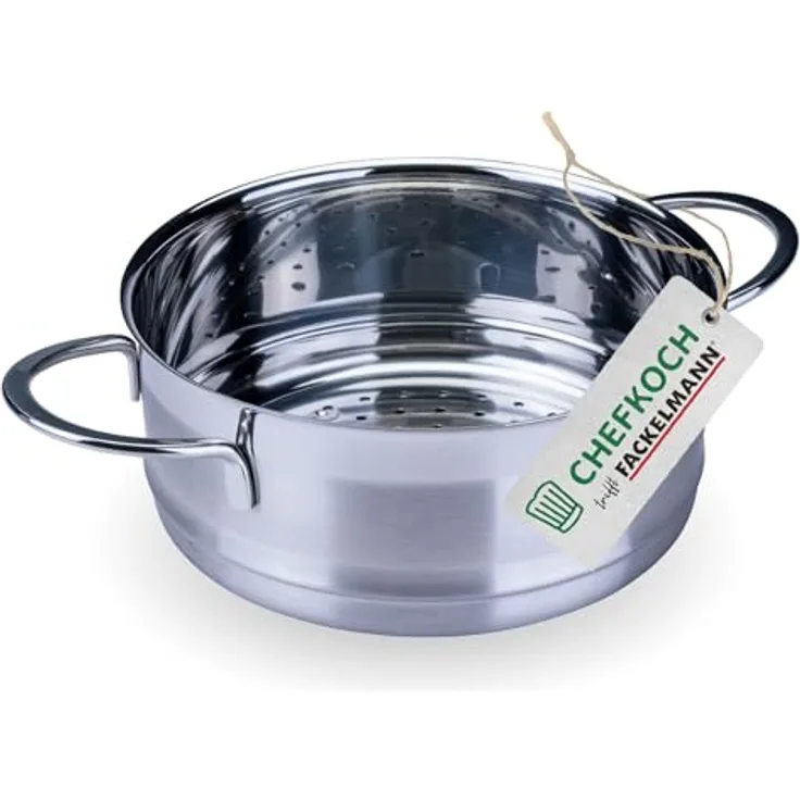 Chefkoch trifft Fackelmann Dampfgaraufsatz, Ø 20 cm, Edelstahl, Induktion- und backofengeeignet, spülmaschinenfest, temperaturbeständig bis 220 °C