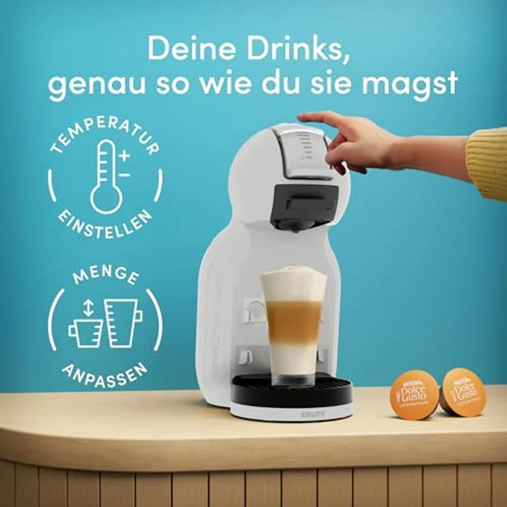 KRUPS NESCAFÉ Dolce Gusto Mini Me 2, Kaffeekapselmaschine mit einstellbarer Temperatur und Menge, über 45 Getränke, kompakt, Arctic Grey, KP143GF0.26 – Bild 4