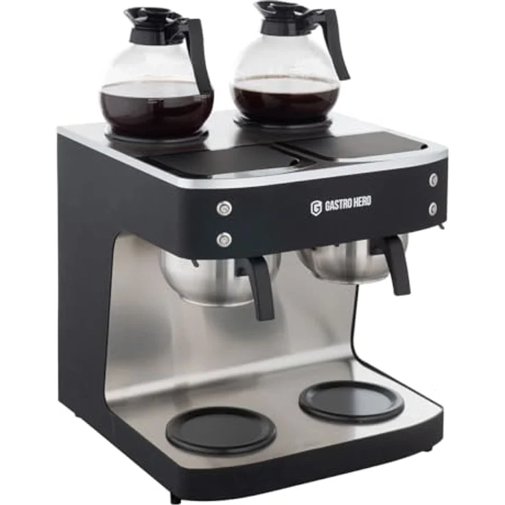 GastroHero Filterkaffeemaschine, 2x 2 Liter schwarz, mit 2 Glaskannen, für 200 Tassen/Stunde, ideale Filterkaffeemaschine für Gastronomie und Café – Bild 3