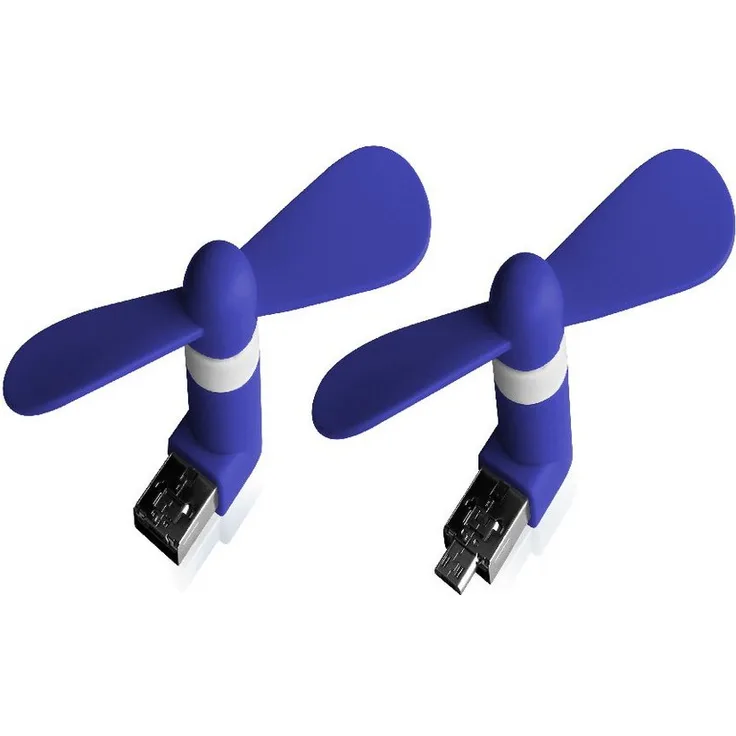 XLAYER Mini USB-Ventilator Colour Line, 2-in-1 Micro USB & USB, federleicht, 5 trendige Farben