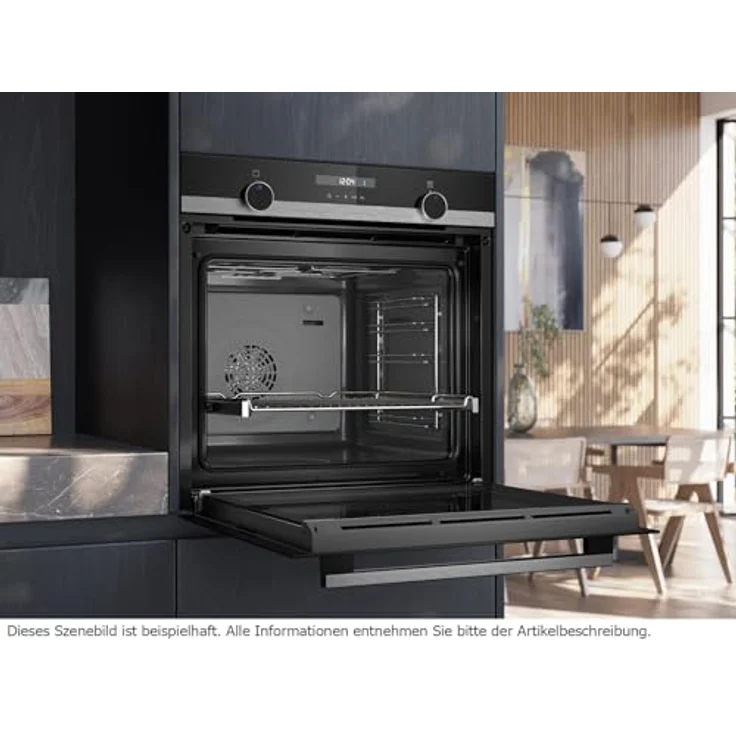 Siemens iQ500 HB537GES3 Einbaubackofen, Edelstahl/Schwarz, 71 Liter, Hydrolyse, Teleskopauszug, 10 automatische Kochprogramme – Bild 4