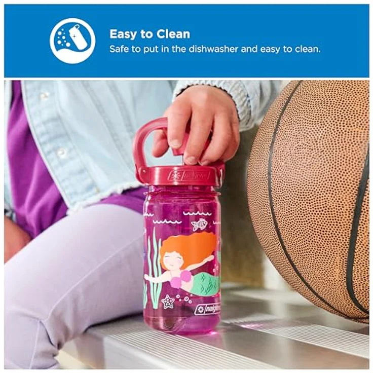 Nalgene OTF Kids Sustain, Kindertrinkflasche mit Einhanddruckverschluss, 0,35 L, BPA-frei, bruchfest – Bild 3