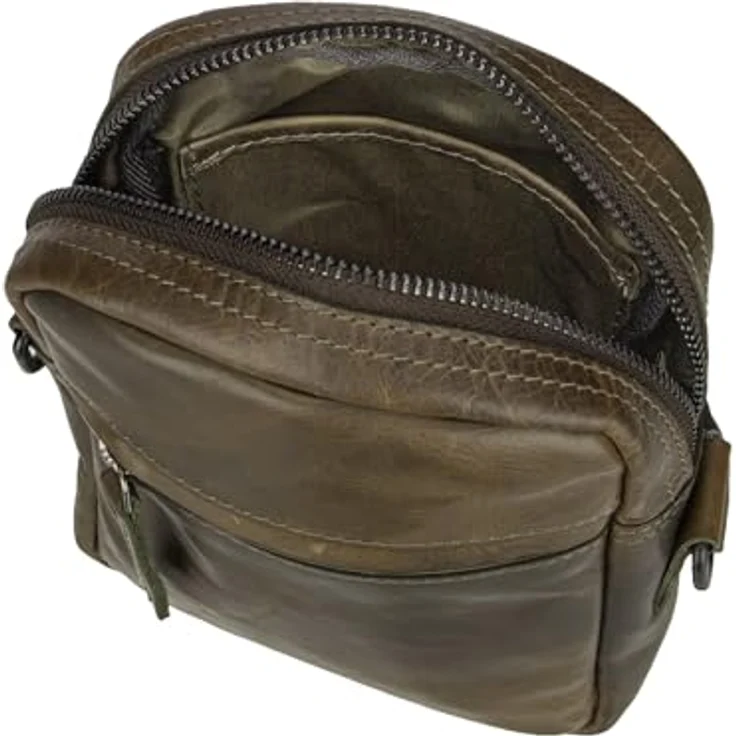 Greenburry Newport Mini Bag, Umhängetasche aus 100% Leder, 18 cm, grün – Bild 3