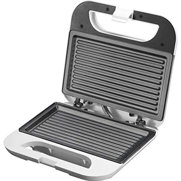 Melchioni family TOSTINA NEW ELEKTRISCHER TOASTER MIT ANTIHAFT-GRILLPLATTEN, Edelstahl, Weiss