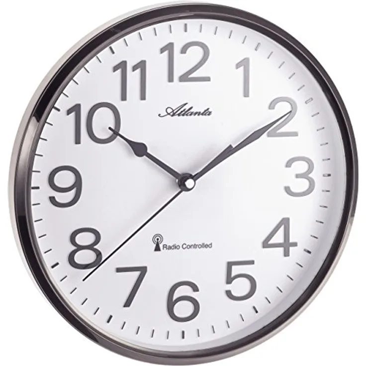 Atlanta Funkwanduhr Küchenuhr Funkgesteuert 26 cm Grau - 4378-4