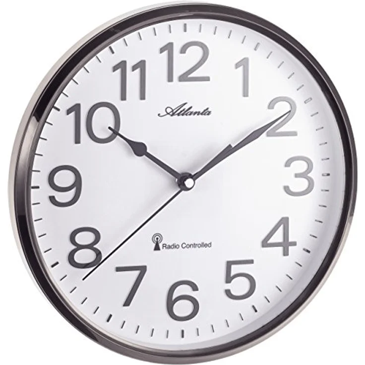 Atlanta Funkwanduhr Küchenuhr Funkgesteuert 26 cm Grau - 4378-4