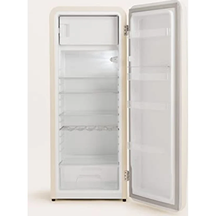 CREATE RETRO FRIDGE 150 WOOD, Kühlschrank mit Gefrierfach 281L in Cremeweiß, 3 Ablagen, niedriger Energieverbrauch, 150cm, Temperaturregelung – Bild 5