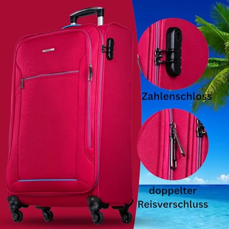 Nowi Koffer Sevilla 4 Rollen Trolley 75 cm Rosa-Blau (76 l, XL) – Bild 5