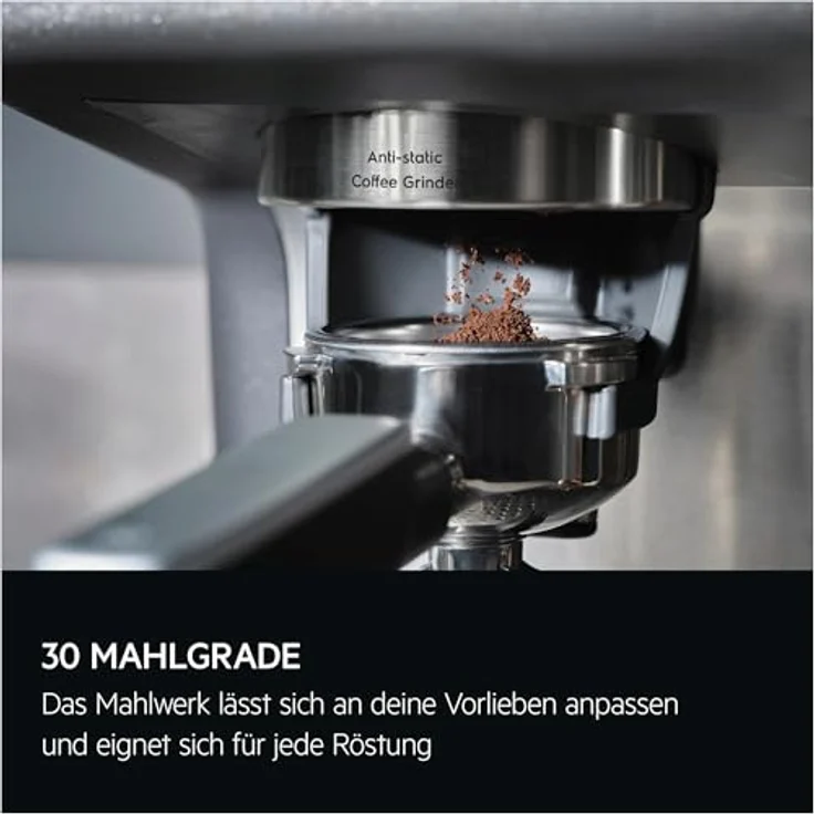 AEG EC8-1-8BP, Siebträgermaschine mit Dual Thermoblock, 30 Mahlstufen, antistatischer Mühle – Bild 9