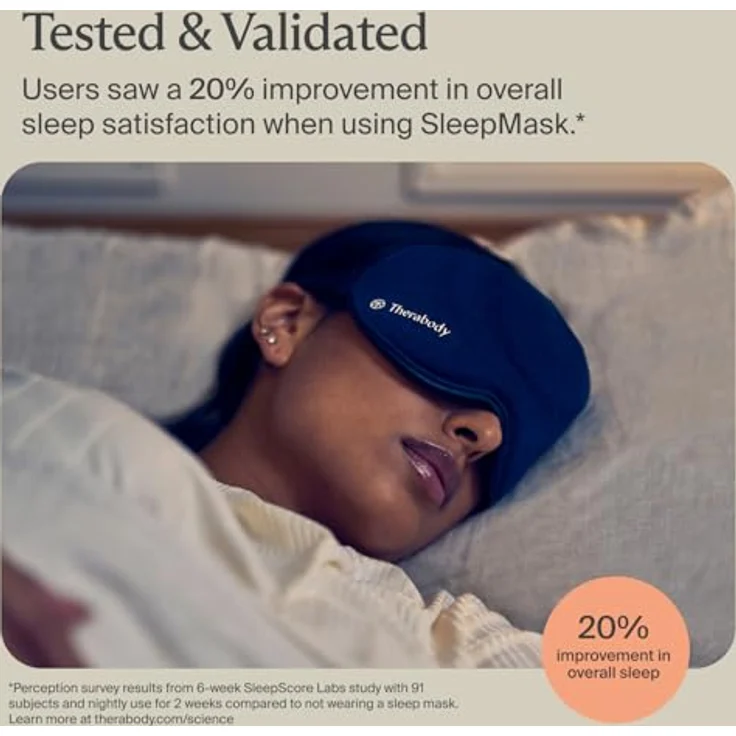 Therabody SleepMask Verdunkelungs-Augenmaske mit Vibrationen, 3 Vibrationsmuster, inkl. TheraMind-Sound, abnehmbar, waschbar – Bild 4