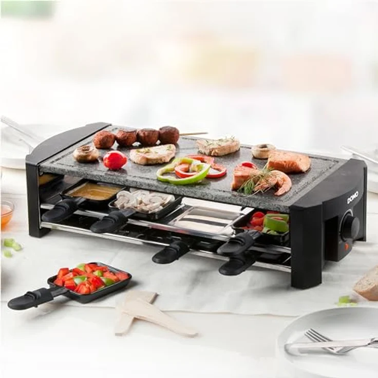 Domo DO9186G Raclette Steingrill, Stein, Schwarz-Silber – Bild 7