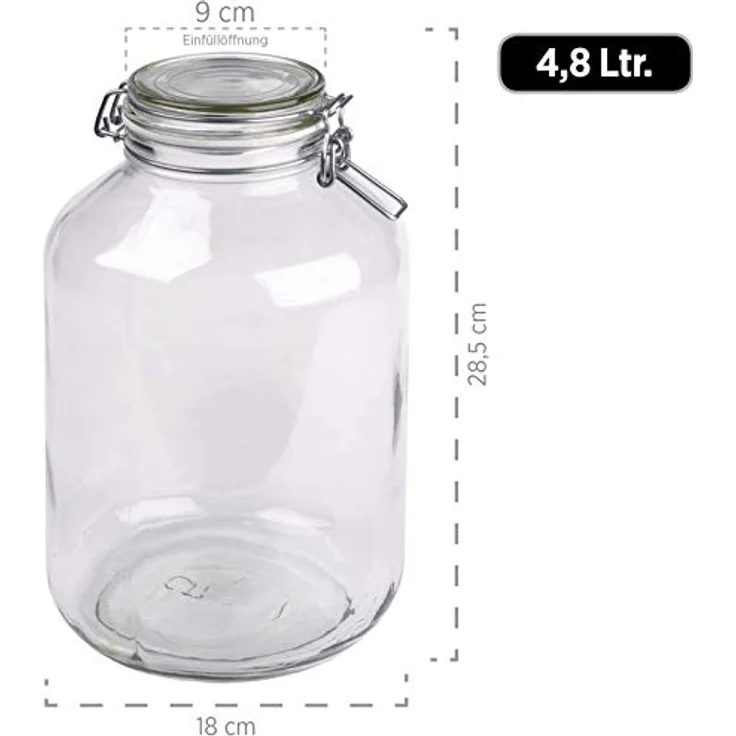 MÄSER 926240 Gothika, Einmachgläser groß, 2er Set à 4,8 l, made in Germany, Vorratsgläser mit Deckel und Drahtbügel zum luftdichten Aufbewahren, Einkochen und Einlegen, Glas, transparent – Bild 4