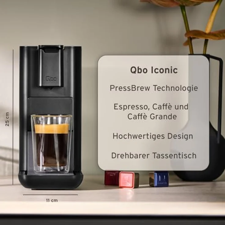 Tchibo Qbo ICONIC Premium Kapselmaschine inkl. 30 recyclebare Qbo Kapseln, Espresso, Caffè, Caffè Grande, Dark Chrome – Bild 9