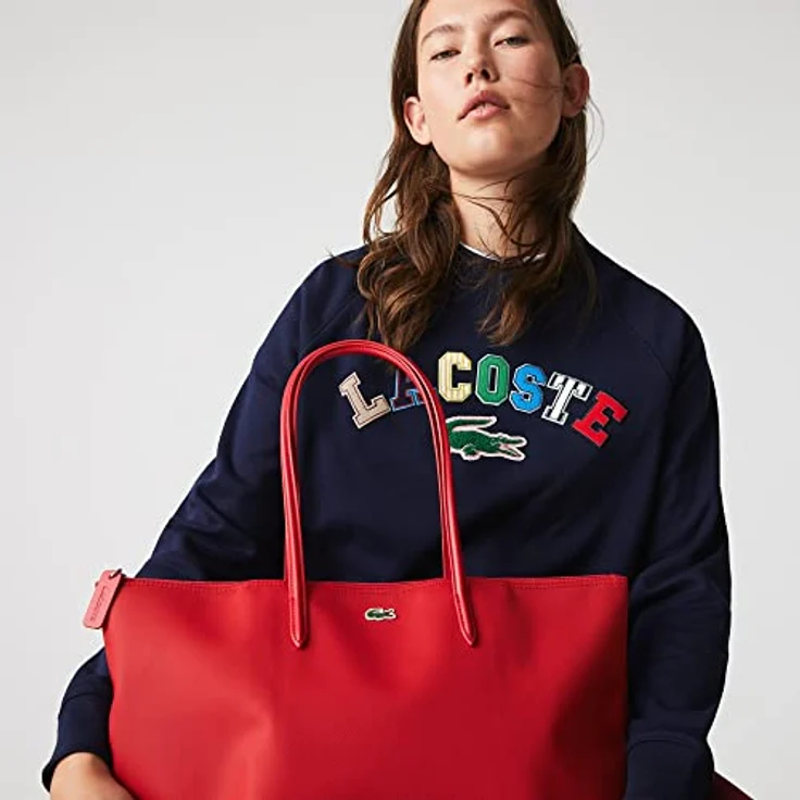Lacoste Shopper Concept, PVC Einkaufstasche mit aufgedrucktem Krokodil, schwarz – Bild 3