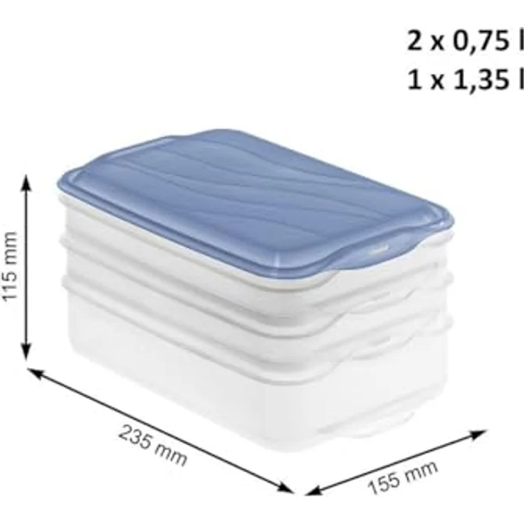 Rotho Aufschnittbox Foodcenter Rondo 3teilig, stapelbar, luftdicht, blue – Bild 3