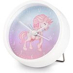 Hama Kinderwecker „Magical Unicorn“ ohne Ticken (Kinderuhr mit Einhorn Motiv, Wecker batteriebetrieben, einstellbare Alarmzeit, ideal auch als Lernuhr) rosa/blau
