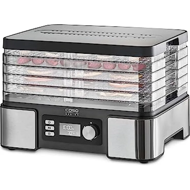 Caso DH 450 Dörrautomat, zum Trocknen und Haltbarmachen von z.B. Obst, Gemüse, Kräutern etc., Temperatur individuell einstellbar von 30 ‐ 70 °C , Timer einstellbar von 0,5 ‐ 48 h