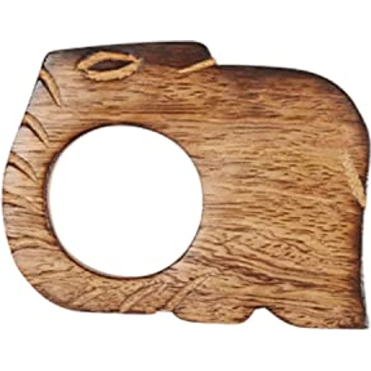 MARRAKESCH 6er Set Serviettenhalter Serviettenringe aus Holz kiran xxcm groß braun | Elefant Serviettenschnalle für Weihnachten Bankett Hochzeit handgefertigt als Tischdeko auf den gedeckten Tisch – Bild 4