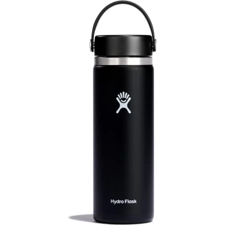 Hydro Flask Trinkflasche, Edelstahl und vakuumisoliert, große Öffnung mit auslaufsicherer Flex Cap, schwarz, 591ml (20 oz) – Bild 2