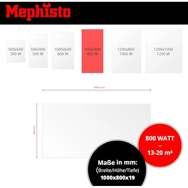 Mephisto Infrarot Heizung Wand- Decken-Standheizung energiesparend Elektroheizung inkl. Fernbedienung und Thermostat WIFI APP Steuerung 800W, Zubehör: Deckenmontage-Set – Bild 3