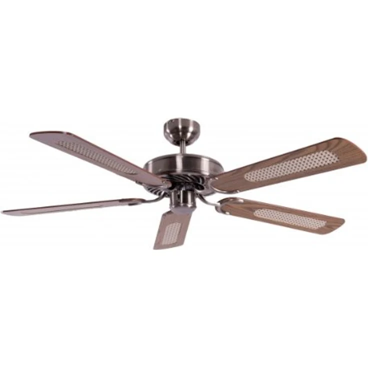Deckenventilator ohne Beleuchtung Potkuri, Gehäuse gealtertes Silber, Wendeflügel Mahagoni oder Mahagoni mit Rattaneinlage , 132 cm, für Räume bis zu 25m² – Bild 4