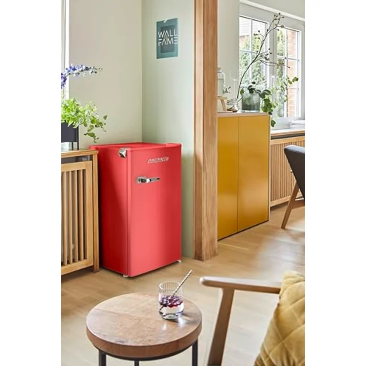 Respekta Rico KG83-52, Retro Kühlschrank freistehend mit Kältefach, 92 Liter, Rot, 39 dB – Bild 3