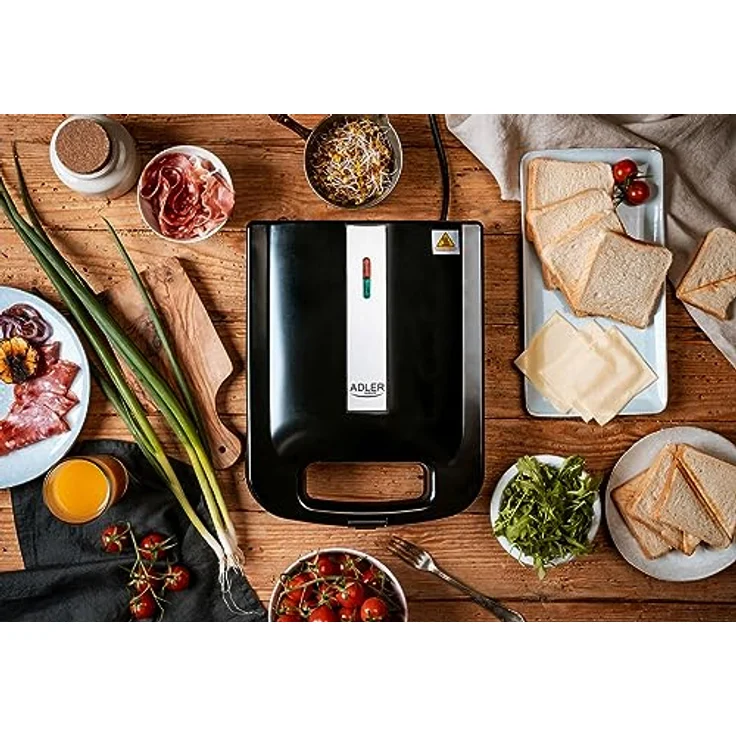 Adler AD 3055 XXL-Sandwich-Maker, 2000 Watt, 24 x 22 cm Grillfläche, für 4 Toast-Scheiben, antihaftbeschichtet, Kunststoff, schwarz – Bild 6
