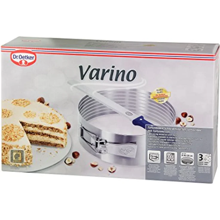 Dr. Oetker Tortenboden-Schneidhilfe Ø26-28 Set, inklusive Konditor-/Glasurmesser, silberfarben – Bild 3