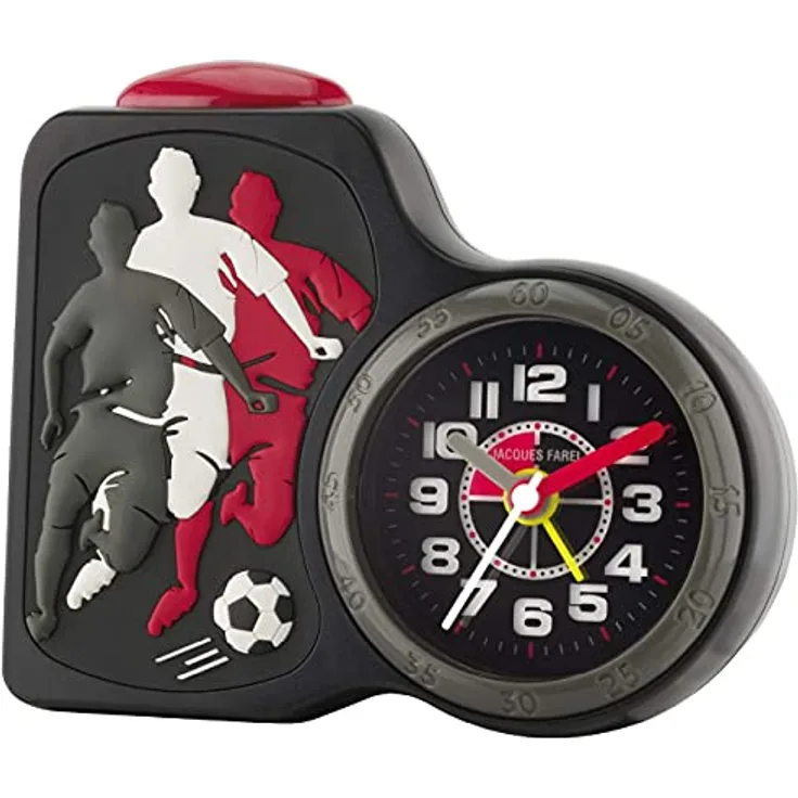Jacques Farel ACB 716FO Kinderwecker, Quarzwecker mit 3-D-Fußballdesign, großes Zifferblatt für Kinder, Geschenkidee fürs Kinderzimmer, Schulanfang