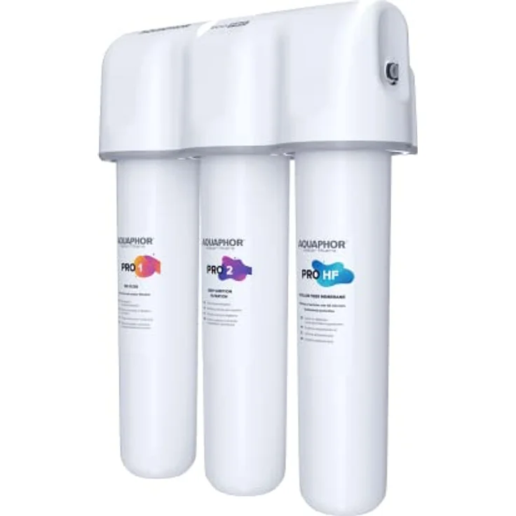 Aquintos Wasseraufbereitung AQUAPHOR ECO PRO H TRIO Trinkwasserfiltersystem mit 1 Wege Wasserhahn - Wasserenthärter, Keimsperre und Ultrafiltration bis 0,1 Mikrometer in Schwarz – Bild 3