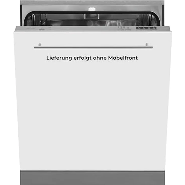Exquisit EGSP56012-E-030E, vollintegrierter Einbaugeschirrspüler 60cm, 12 Maßgedecke, 11 Liter Verbrauch, 4 Spülprogramme, ECO-Modus, silber – Bild 1