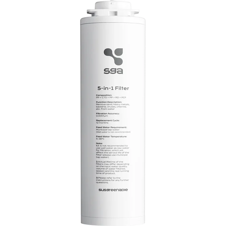 SUSGREENABLE Wasserfilter Zubehör SGROF03 für RO Wasserfilter SGIWDR03-B, Originaler Kombifilter, 5-stufige Umkehrosmose, 980 g