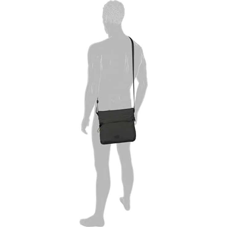 camel active Umhängetasche Terra, aus recyceltem Nylon mit voluminösen Taschen und verstellbarem Schulterriemen, Schwarz – Bild 3