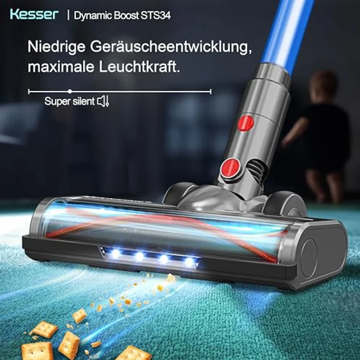 KESSER® Akku Staubsauger STS34, kabellos mit 70 Min. Laufzeit, 550W Motor, HEPA-Filter, LED Display, beutellos, Anti-Tangle-Bodenbürste für Hartböden und Teppich – Bild 5