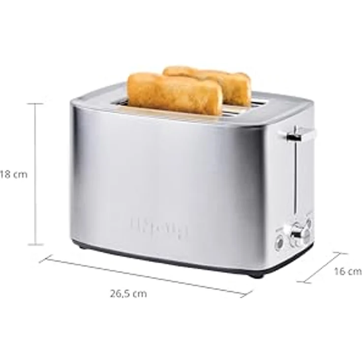Unold 38216 Toaster Tommy 2-Scheiben-Toaster, 850 W, wärmeisoliertes Edelstahlgehäuse, Extra-große Röstkammern, XXL-Toastscheiben, 4 Funktionen - Edelstahl – Bild 8