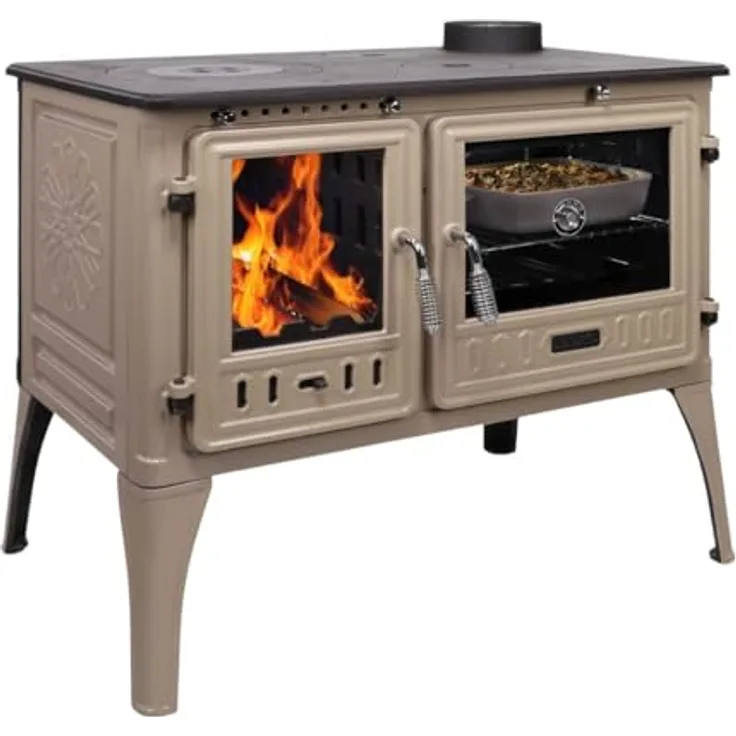 365 Küchenherd Cook Lite, emailliert in Beige, 8,5 kW Gusseisen mit Sichtscheibe und Thermometer